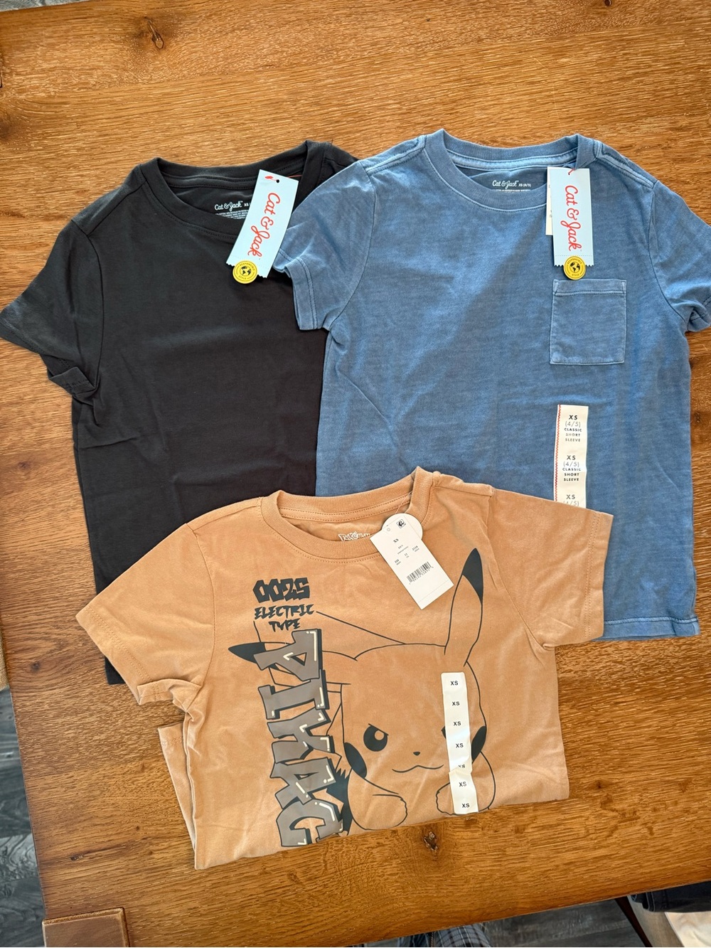 Cat & Jack Boys' 3-Pack Short Sleeve Tees - Black, Blue & Tan Graphic